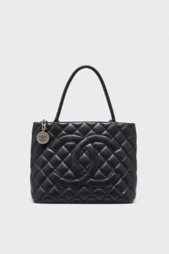 CHANEL Black Caviar Quilted Medallion Tote