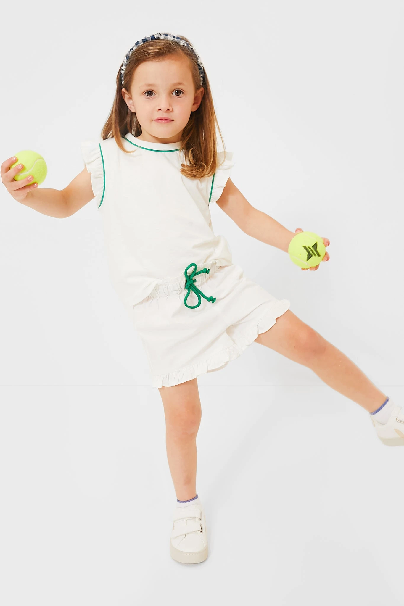 Exclusive Green Piping White Adrian Tee 2 Exclusive Green Piping White Adrian Tee - Image 2