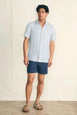 Ivory Stripe Short Sleeve Palma Linen Shirt -Loeffler Randall Store VcpqKZX9weKGVBkrGRSlO6WDaxozM4C6 1