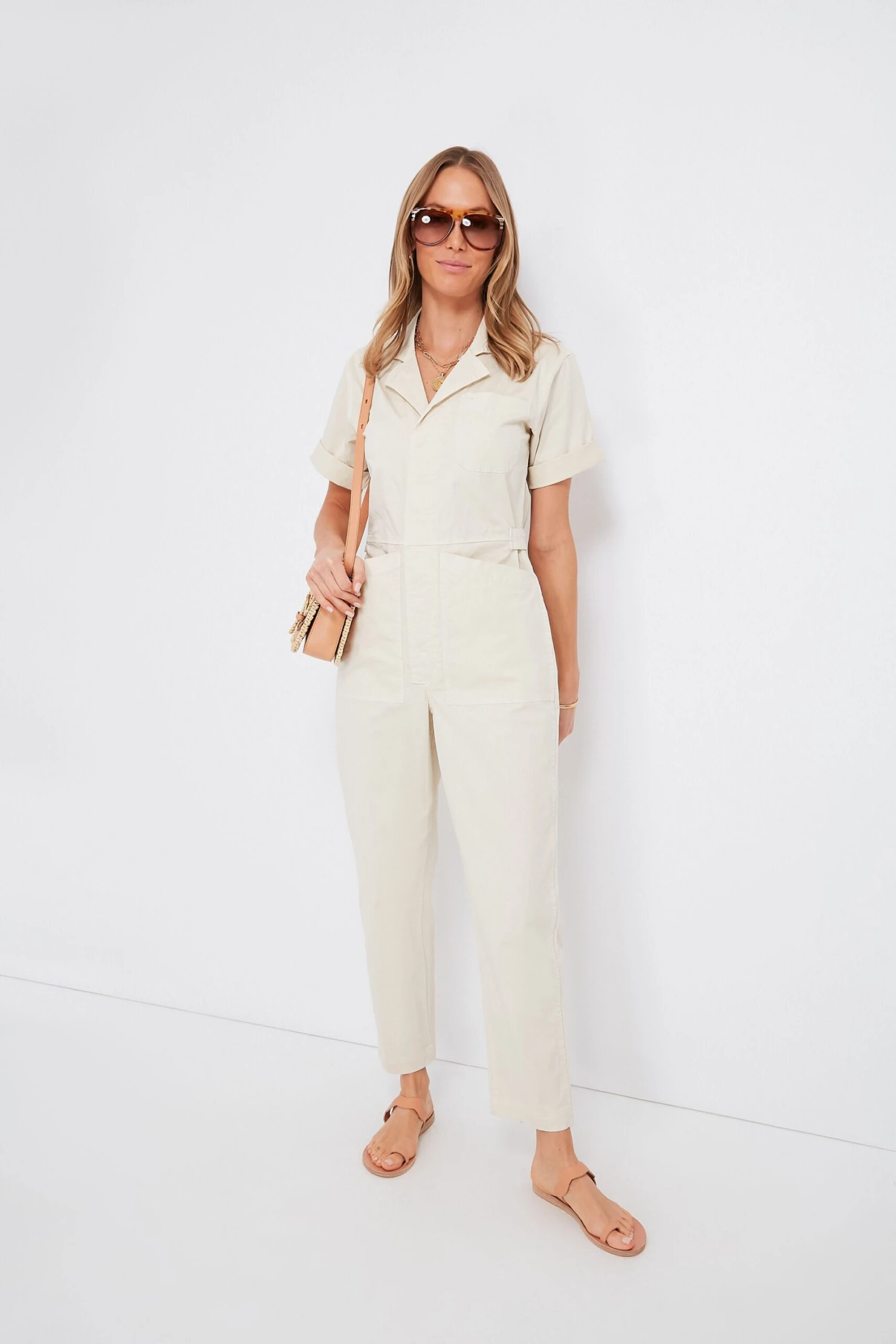 Oatmilk Standard Short Sleeve Jumpsuit 2 Oatmilk Standard Short Sleeve Jumpsuit - Image 2