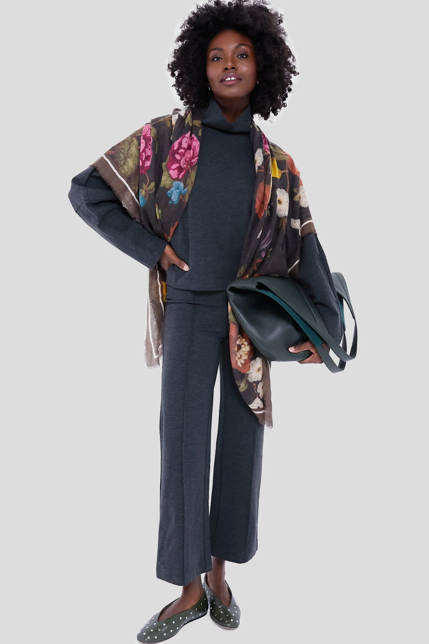 Baroque Floral Silk Cashmere Blend Large Scarf 6 Baroque Floral Silk Cashmere Blend Large Scarf - Image 6