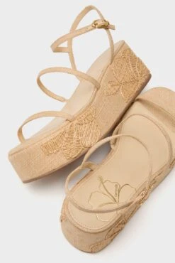 Beige Raffia With Hibiscus Embroidery Gio Platform Sandals -Loeffler Randall Store W5PtReYK73igkUzSgcyDp71uDpsMD5P6 1