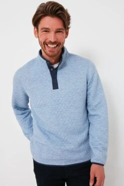 Marine Layer Light Blue Charcoal Heather Corbet Reversible Pullover