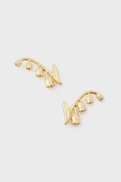 Gold Lily Of The Valley Climber Studs