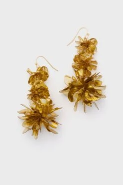 Gold Carmine Triple Drop Earrings