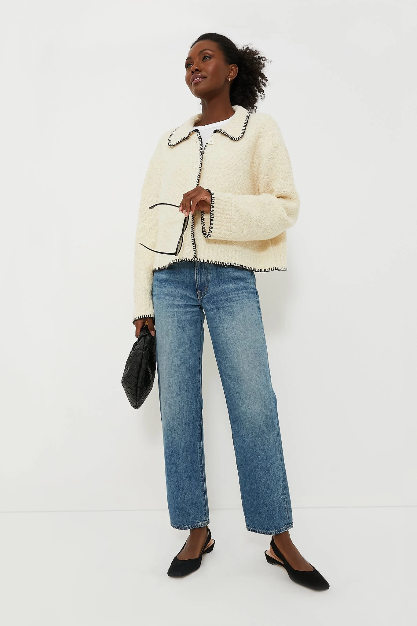 Cream With Black Stitching Cardigan 6 Cream With Black Stitching Cardigan - Image 6