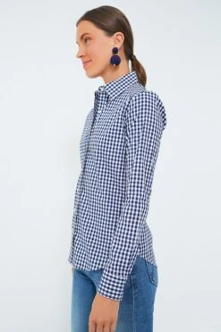 Navy Gingham Long Sleeve Icon Shirt -Loeffler Randall Store WZImdeISjDRZ9s5Q58FsWljxvZrlrPwQ 1
