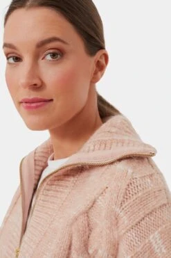 Varley Blush Tan And Egret Aida Jumbo Cable Knit Jacket -Loeffler Randall Store WdMVUJIujRO9eiHVsOjL0ZaNFZOnFF8d 1