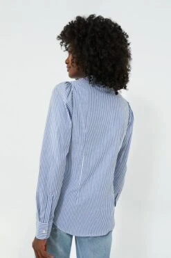 Blue And White Stripe Puffed Shoulder Shirt -Loeffler Randall Store XDk90is4NfRPCUitEidXQEKkXiWimQMb 1