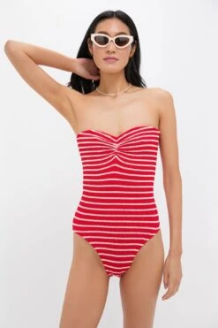 Red And White Striped Brooke One Piece