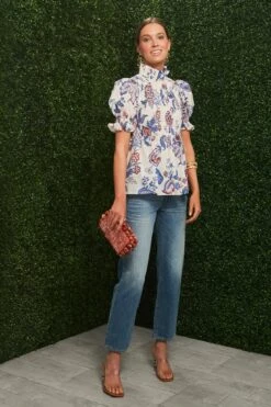 Cream Heirloom Floral Short Sleeve Rowen Blouse -Loeffler Randall Store XIgjvLHiRWT8zPzUSO8a5KoykWMfcXlL 1