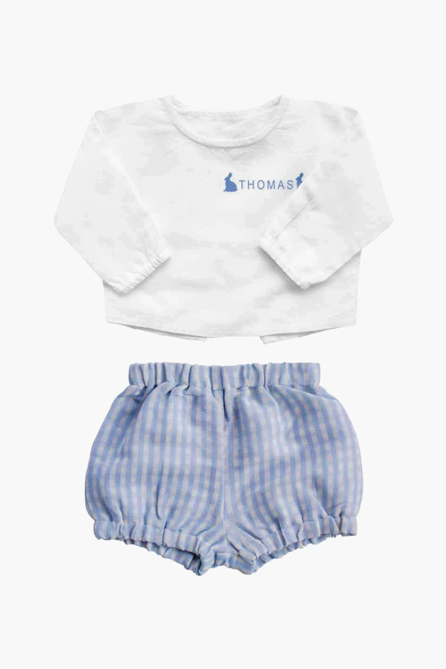 Boys White Shirt And Pale Blue Gingham Short Gift Set 1 Boys White Shirt And Pale Blue Gingham Short Gift Set