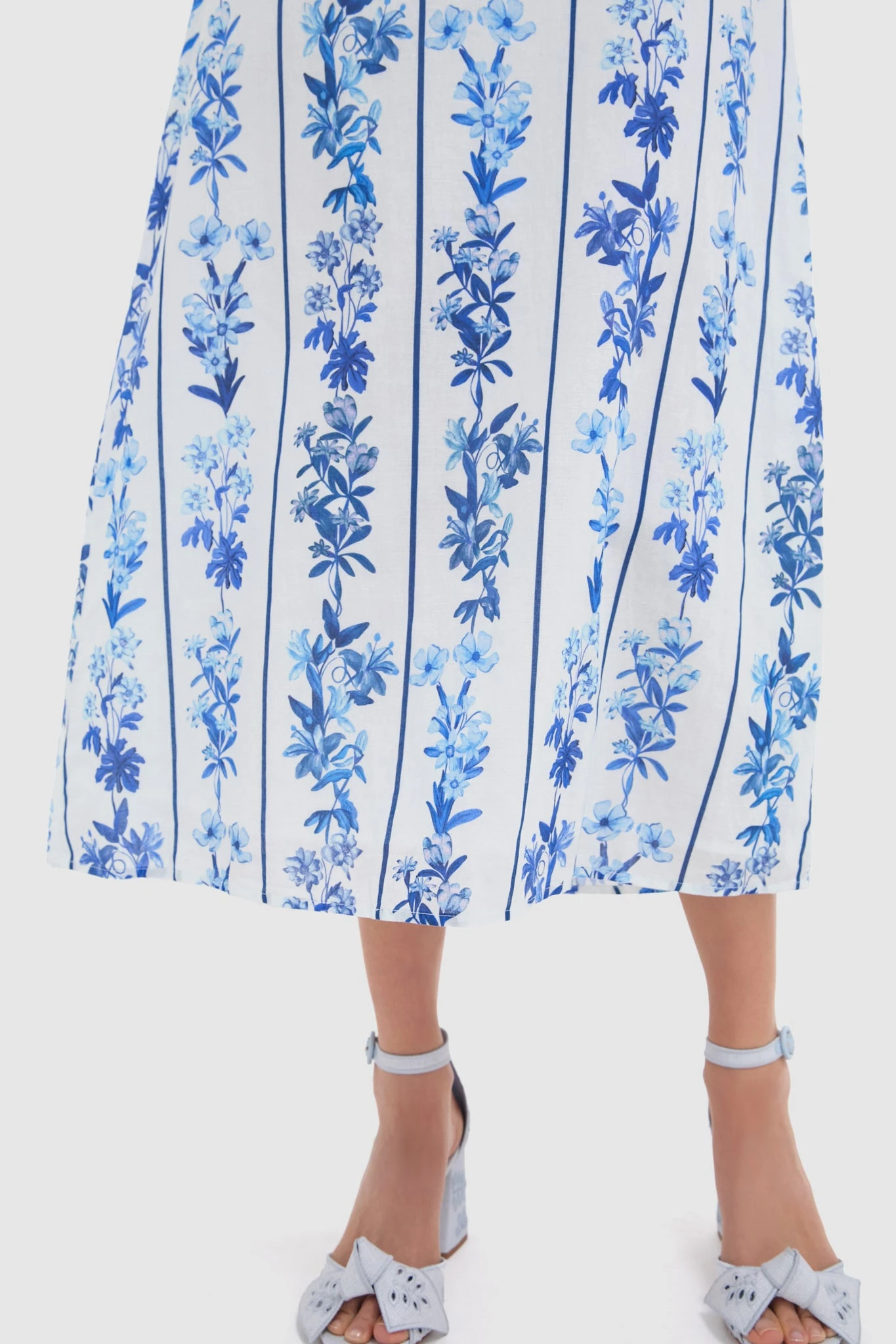 Blue Floral And Stripe Minnie Midi Dress 5 Blue Floral And Stripe Minnie Midi Dress - Image 5