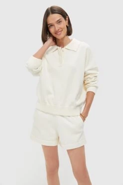 Ivory Knit Bode Polo Sweater