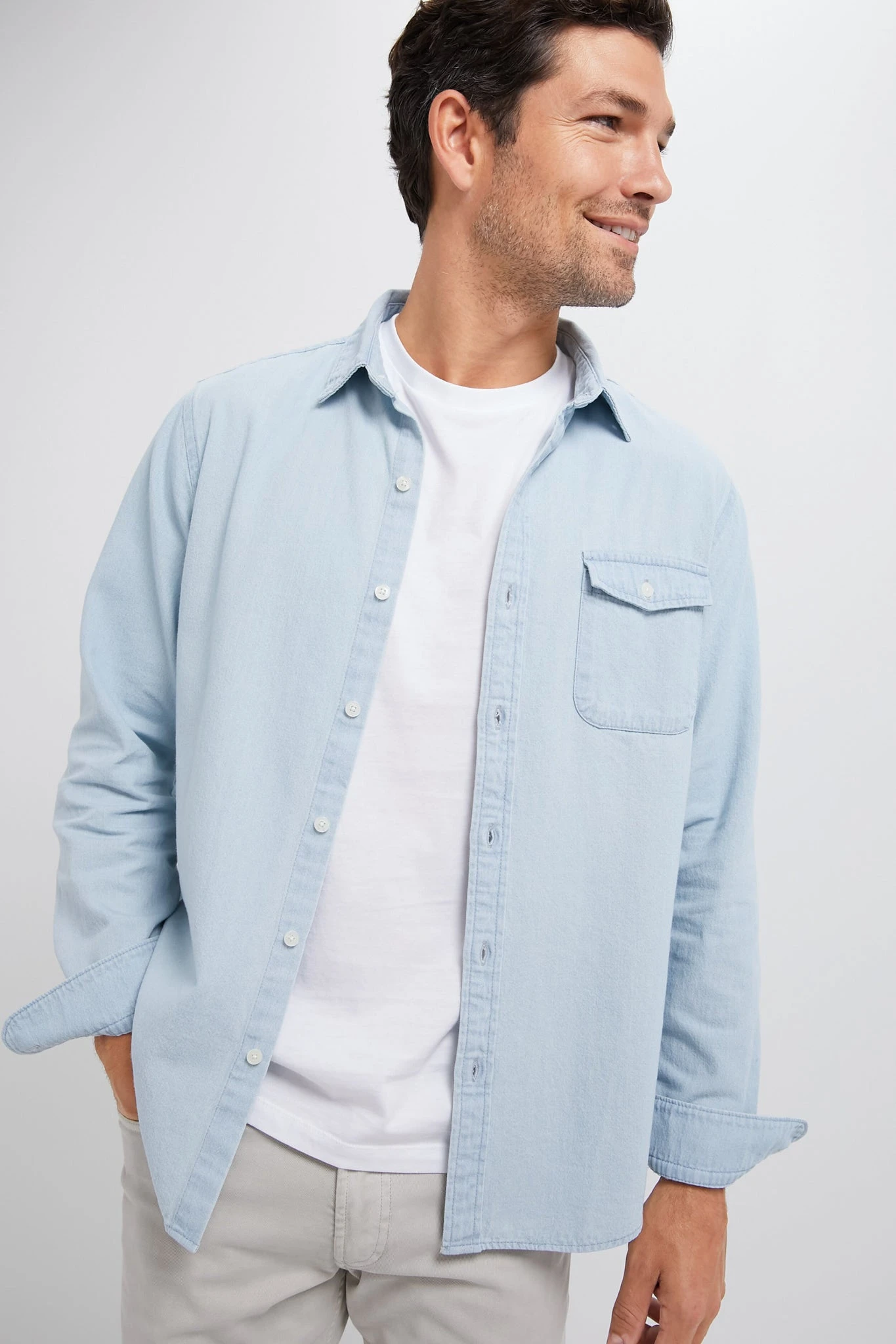 Light Blue Washed Denim Shirt 1 Light Blue Washed Denim Shirt