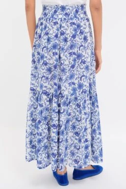 Exclusive Blue Morning Flower Print Shirred Skirt -Loeffler Randall Store Y2WcvcdIYNM9r0rQMlnwbaoxk4xoZWqo 1