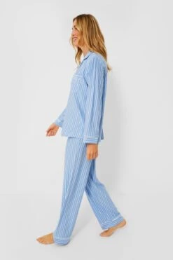 Eberjey Blue Ivory Gisele Printed The Tencel Modal Long PJ Set -Loeffler Randall Store Zvv0LsGRolUG1nRC3dG3VEloloZsj9yL 1