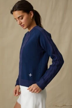 Navy Cable Knit Reid Sweatshirt -Loeffler Randall Store b6KoLJOpVUkaZaIvs5SWZeh2j1UIkM6H 1