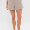 Mocha Cotton Gingham Augusta Shorts