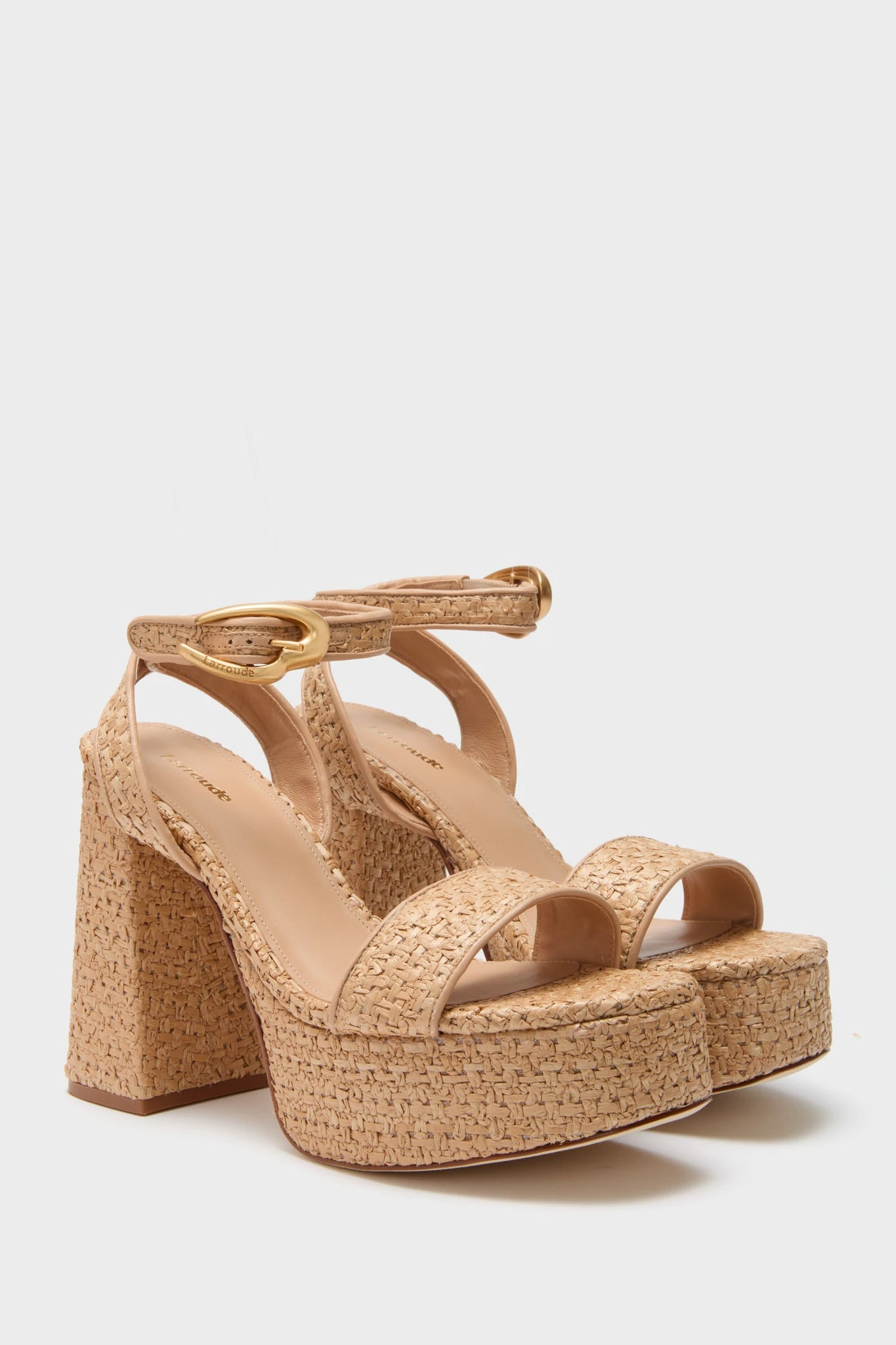 Beige Leather Natural Raffia Dolly Verona Sandals 4 Beige Leather Natural Raffia Dolly Verona Sandals - Image 4