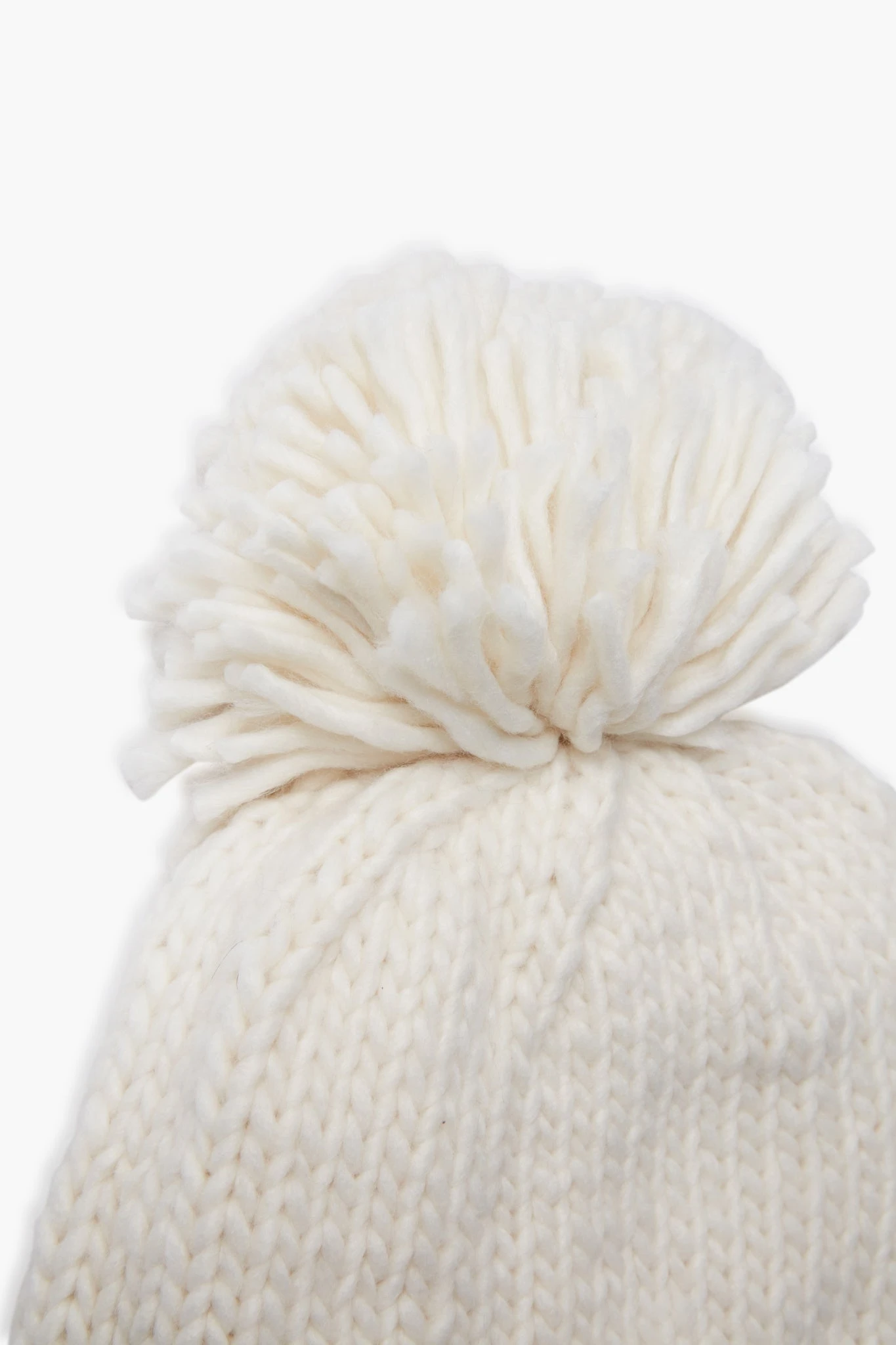 Ivory Hand Knitted Basic Pom Hat 4 Ivory Hand Knitted Basic Pom Hat - Image 4