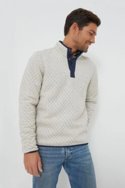 Marine Layer Green Oat Heather Corbet Reversible Pullover