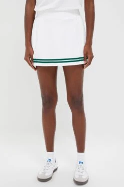 White Pleated 14 Inch Performance Jersey Lillian Tennis Skirt
