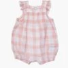 Pink Painted Gingham Smocked Front Overall Shortie