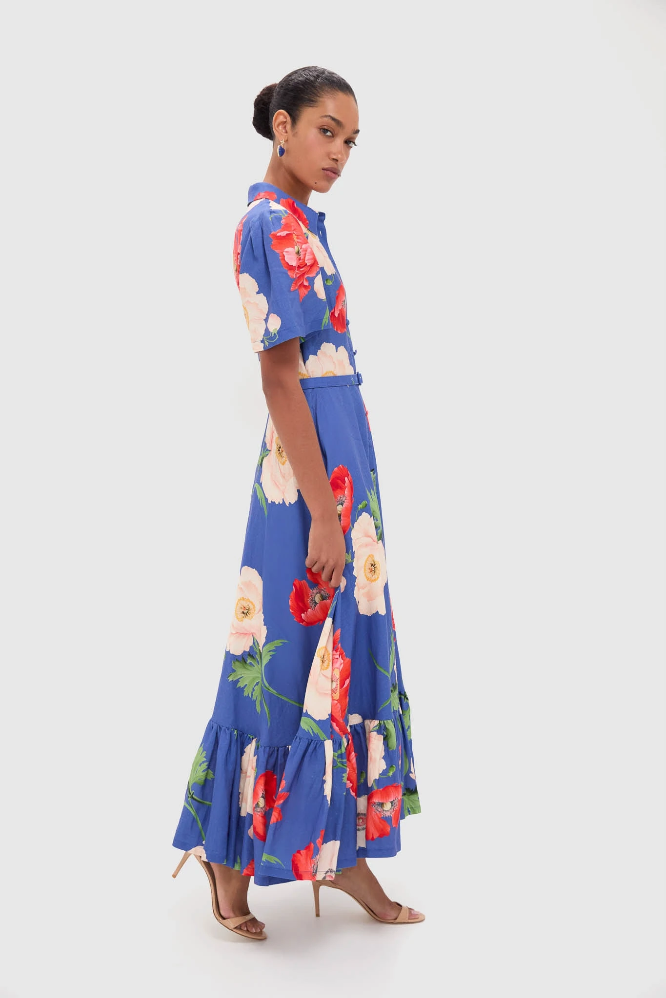 Poppy Print Becca Short Sleeve Midi Dress 3 Poppy Print Becca Short Sleeve Midi Dress - Image 3