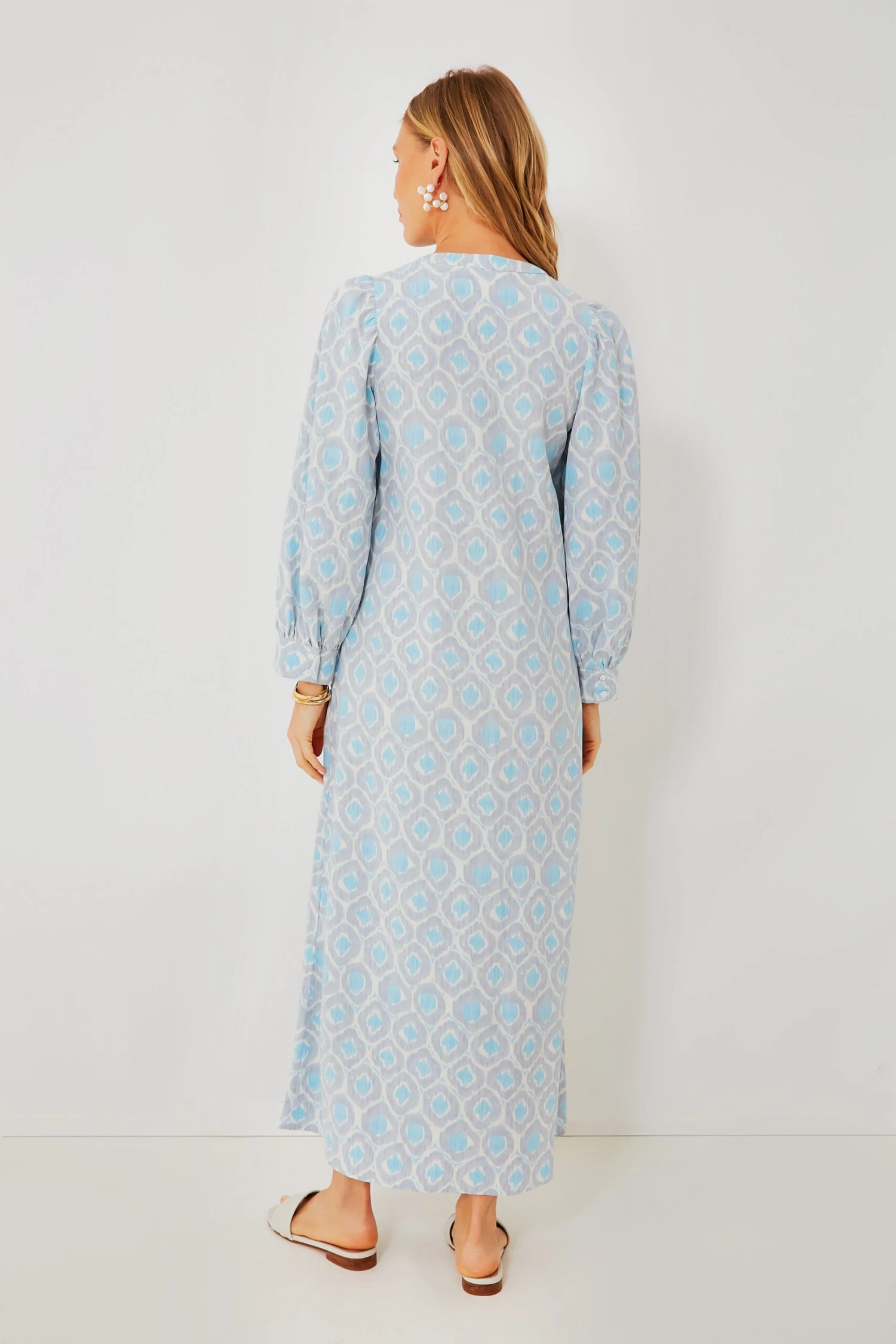 Blue Ikat Zipper Zadie Maxi Dress 4 Blue Ikat Zipper Zadie Maxi Dress - Image 4