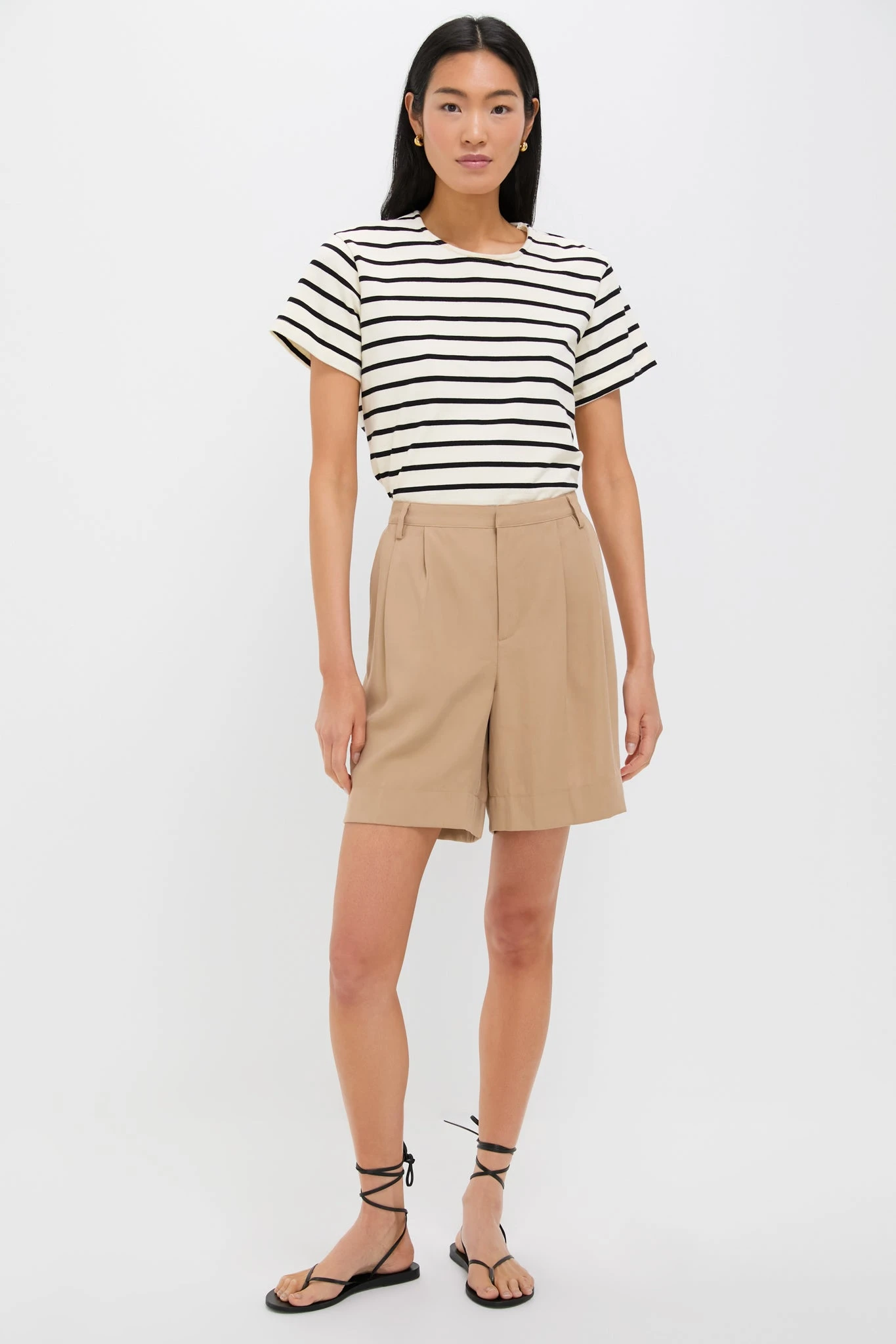 Khaki Pleated Felix Shorts 6 Khaki Pleated Felix Shorts - Image 6