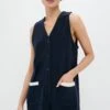 Navy Terrycloth Myla Romper Coverup