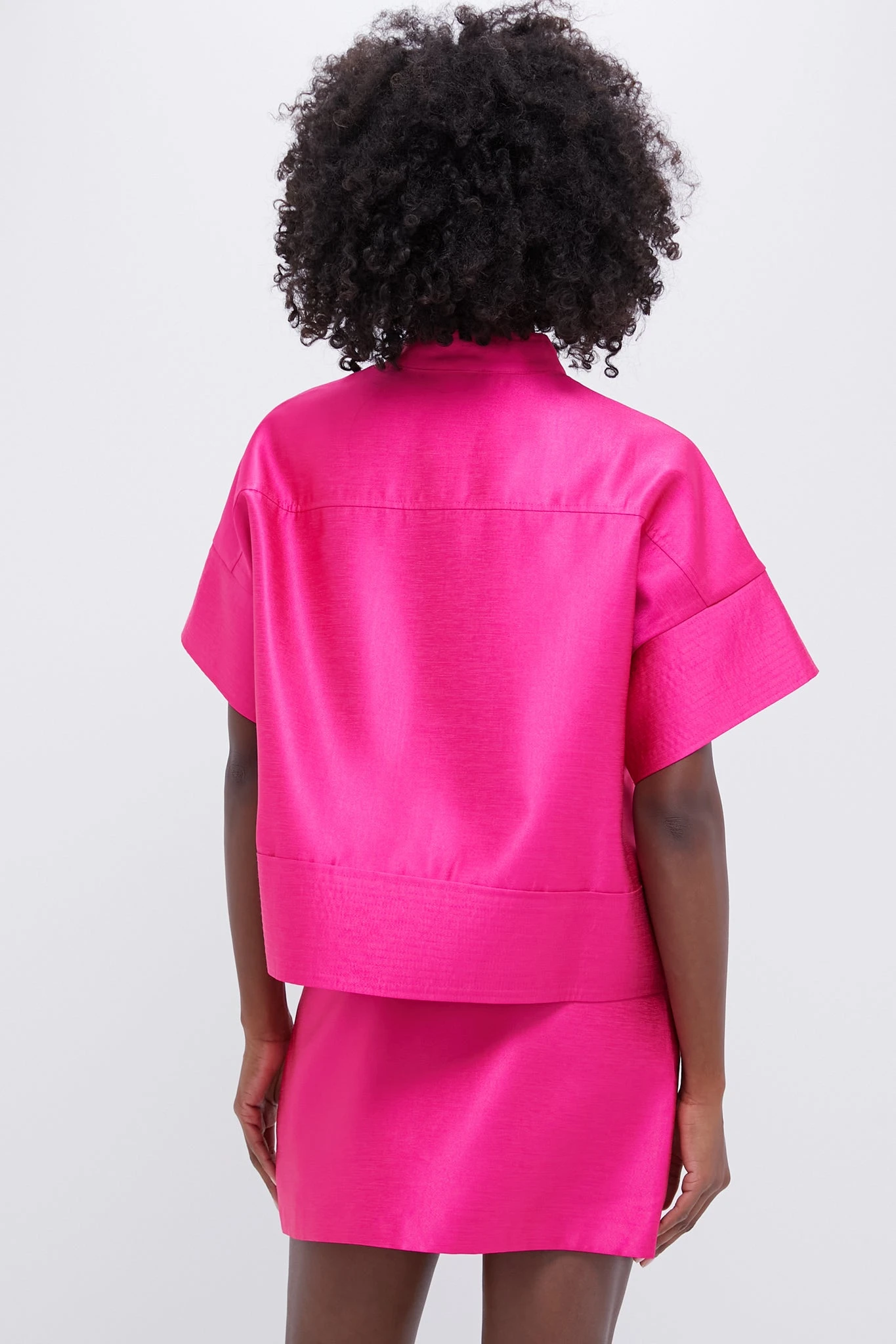 Hot Pink Dupioni Trapunto Stitch Sofia Shirt 4 Hot Pink Dupioni Trapunto Stitch Sofia Shirt - Image 4