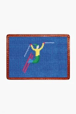 Ski Tricks Needlepoint Credit Card Wallet