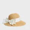 Exclusive Cream Packable Wide Bow Sunhat