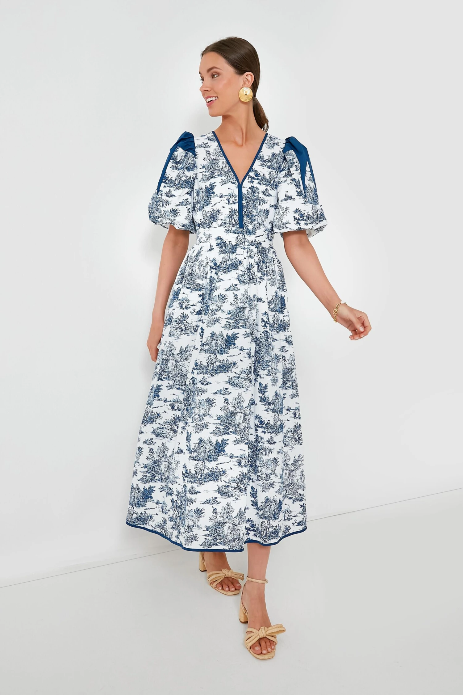 Blue Toile Reynolds Midi Dress 3 Blue Toile Reynolds Midi Dress - Image 3
