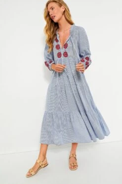 Poppy Stripe Long Sleeve Salty Paloma Caftan