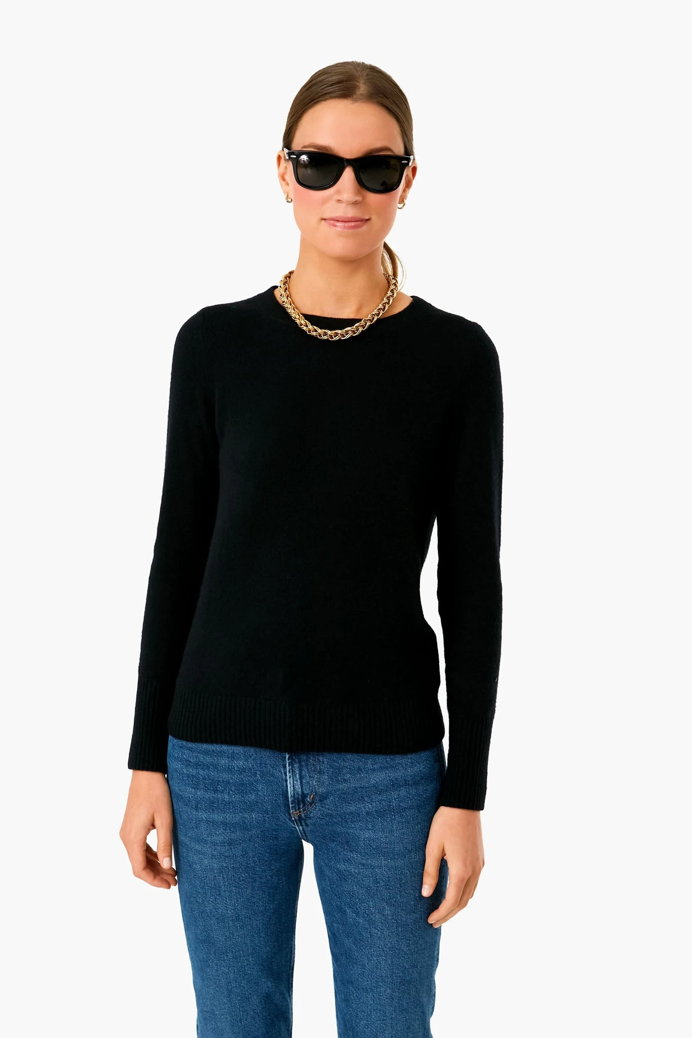 Black Cashmere Classic Crewneck Sweater 1 Black Cashmere Classic Crewneck Sweater