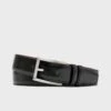 Black Lorenzo 32mm Dropped Edge Leather Belt