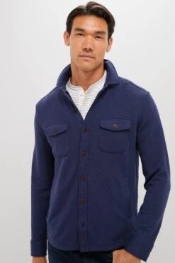 Peter Millar Navy Crown Sweater Fleece Shirt Jacket
