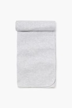 Gray Stripe Classic Rib Blanket
