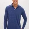 Peter Millar Navy Lyons Performance Jersey Long Sleeve Polo