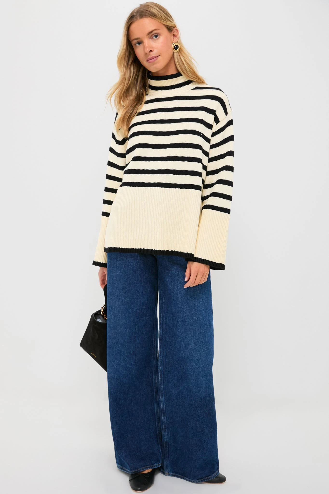 Exclusive Cream Striped Turtleneck Sweater 2 Exclusive Cream Striped Turtleneck Sweater - Image 2