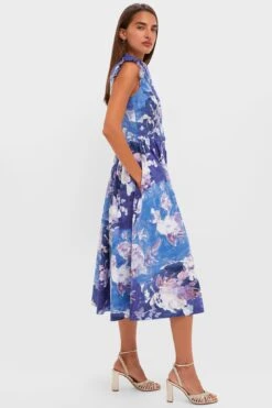 Erdem Artist Garden Pale Cobalt Sleeveless Flared Midi Dress -Loeffler Randall Store hOkOGMjHEoqnpGOalnt5UCwpx1i1gsux 1