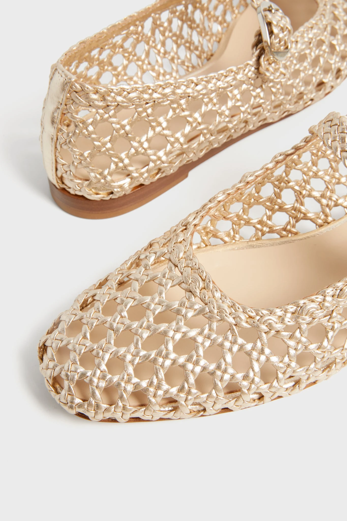 Gold Woven Mary Jane Flats 5 Gold Woven Mary Jane Flats - Image 5