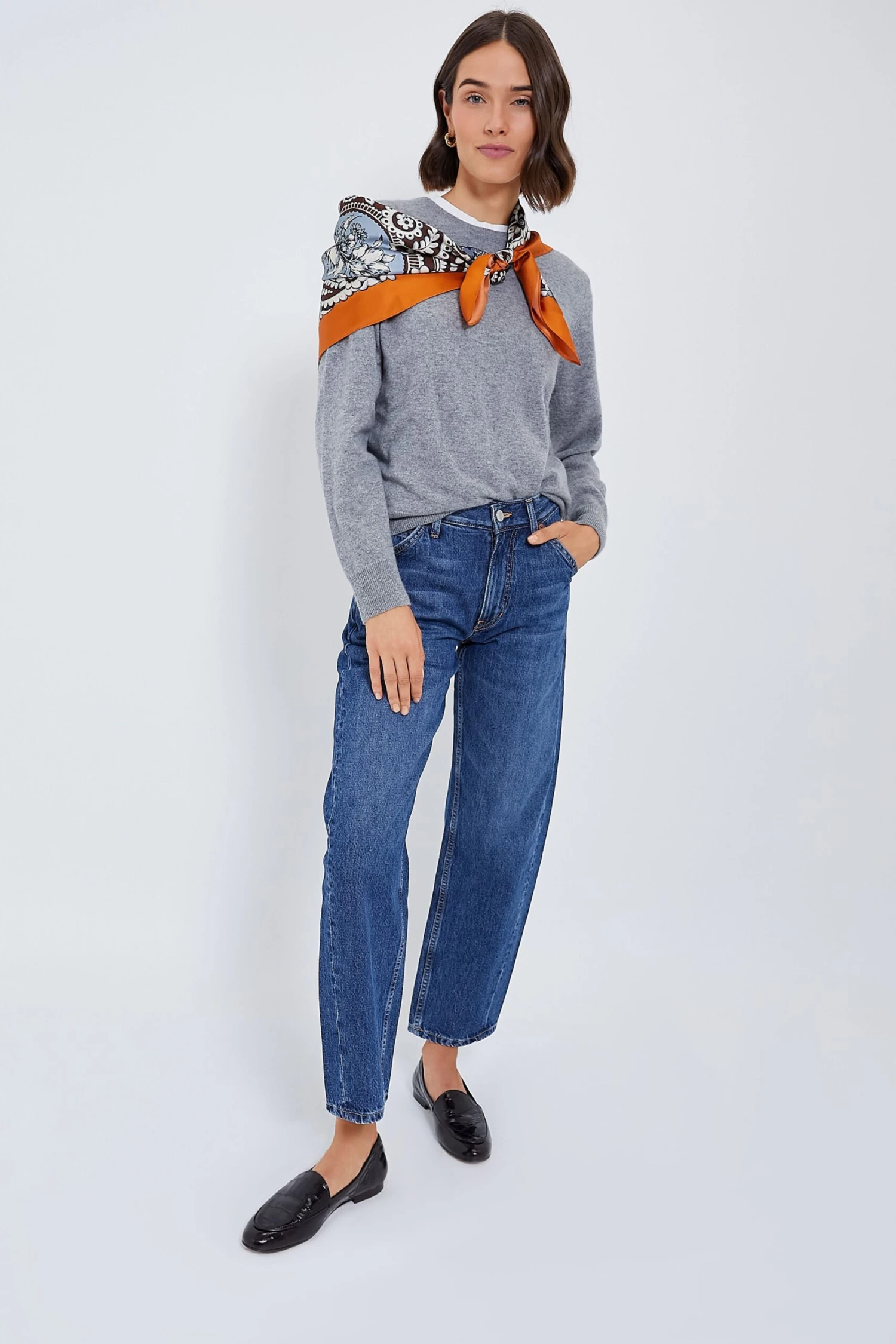 Orange Filigree Medium Silk Scarf 3 Orange Filigree Medium Silk Scarf - Image 3