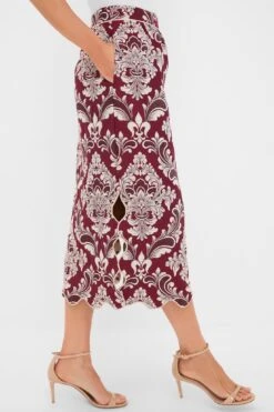 Farm Rio Blush Pink And Burgundy Bicolor Jacquard Waves Midi Skirt -Loeffler Randall Store iYCHtYXnM4UkhBZ1FiHQeTE0rtbdt4QH 1