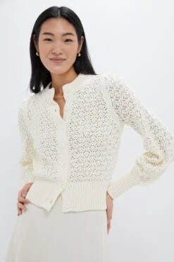 Ivory Pointelle Colette Cardigan