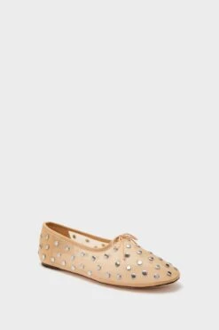 Loeffler Randall Caramel Mesh With Silver Studs Landon Flats