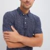 Striped Navy Stretch Linen Polo